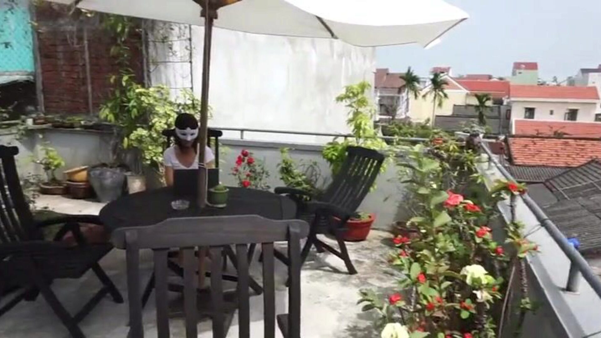 Morgan Drinks Urinate and Cum on the Patio