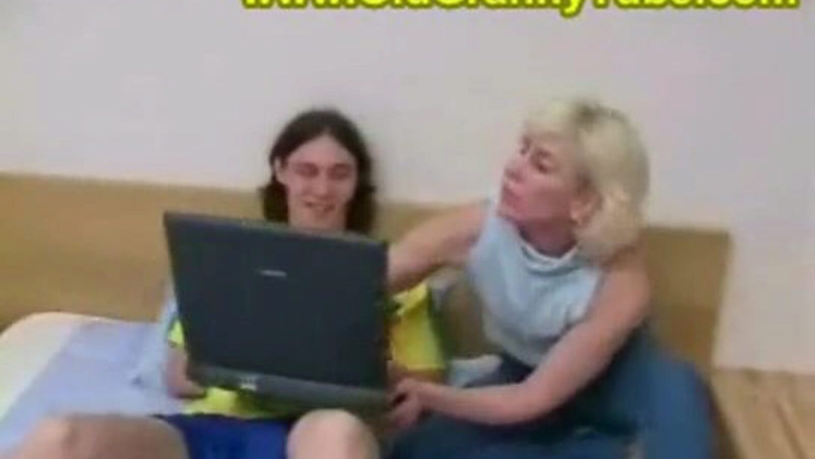 golden-haired mommy and son