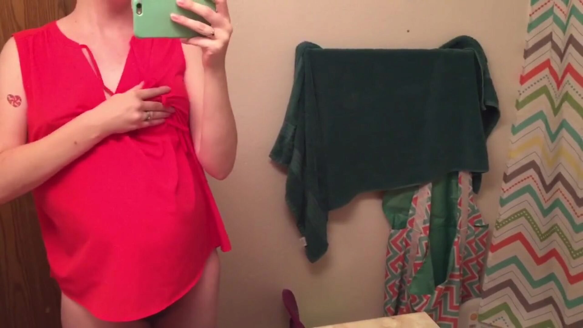 Hairy, Pregnant MILF Feeling Frisky in the Bathroom